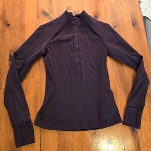 Lululemon Athletica Half Zip size 4 Flower Embroidered Toasty Tech Black Cherry